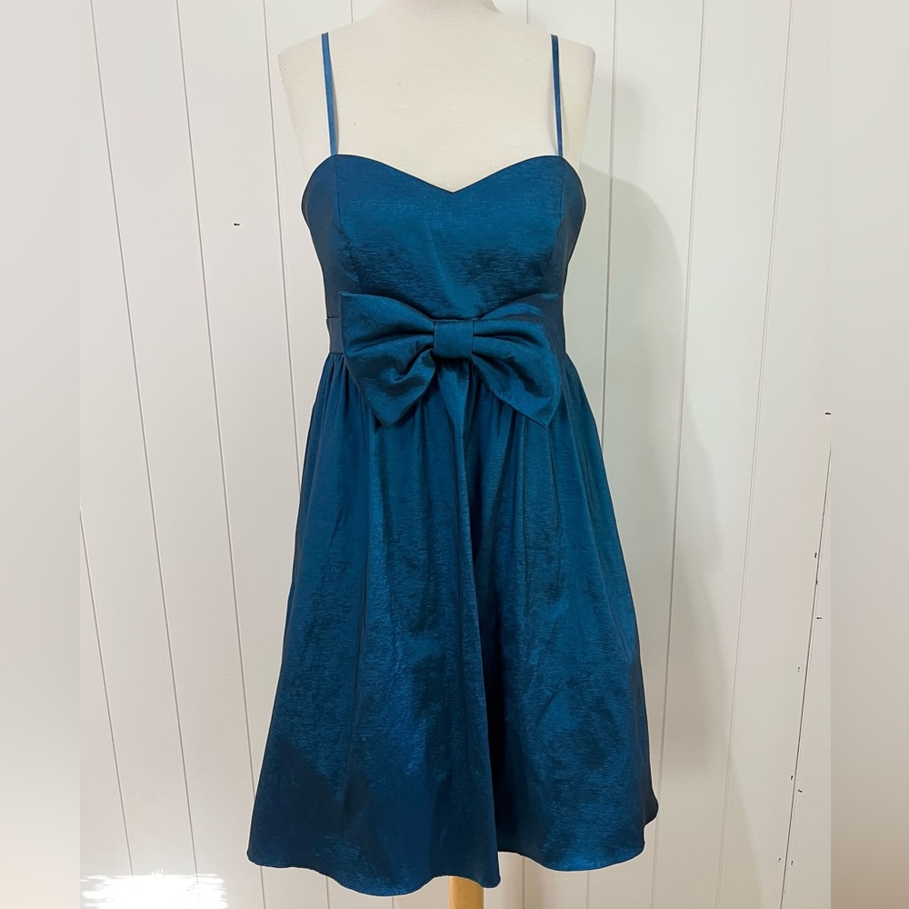 Adrianna Papell  Hailey Formal Cocktail wedding guest dress size 12 Teal Blue